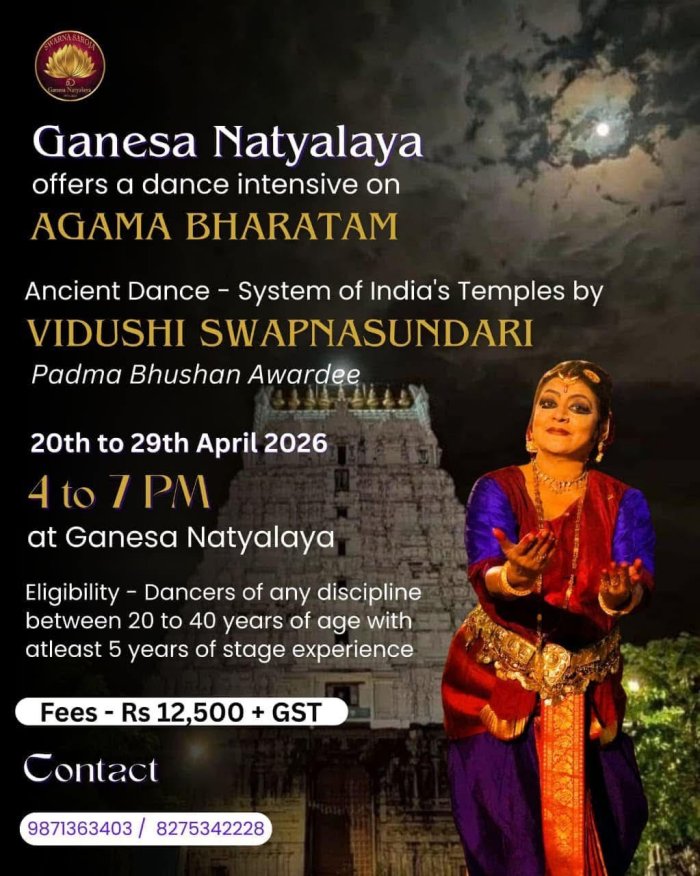 Ganesa Natyalaya presents Agama Bharatam workshop By Swapnasundari