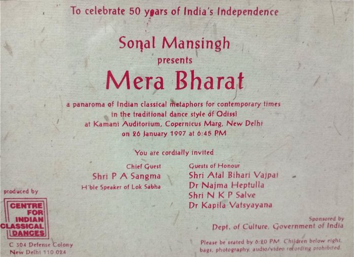 An earlier work by Sonal Mansingh on the same theme of Bharat