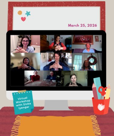 Virtual workshop with participants at Arts for the Aging