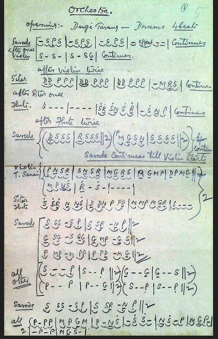 Sushil da's notation for one of the dances for New Stage