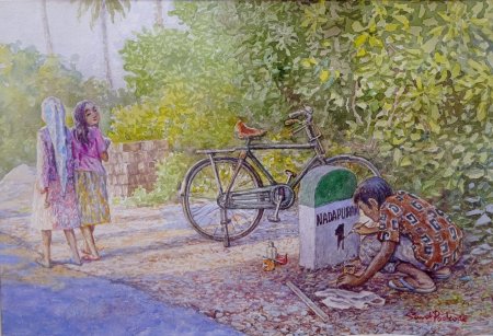 watercolour painting by Sunil Pookode