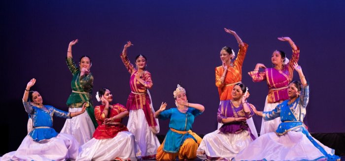 Krishna & Gopis in a vibrant and joyful mood in Vrindavan