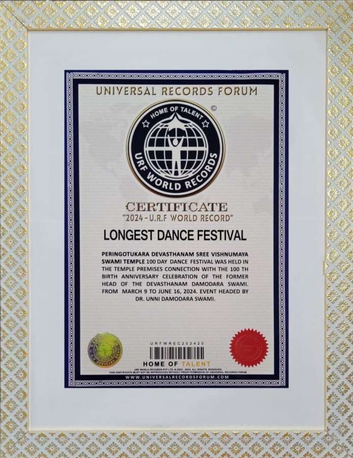 World Record Certificate from Universal Records Forum, Kolkata