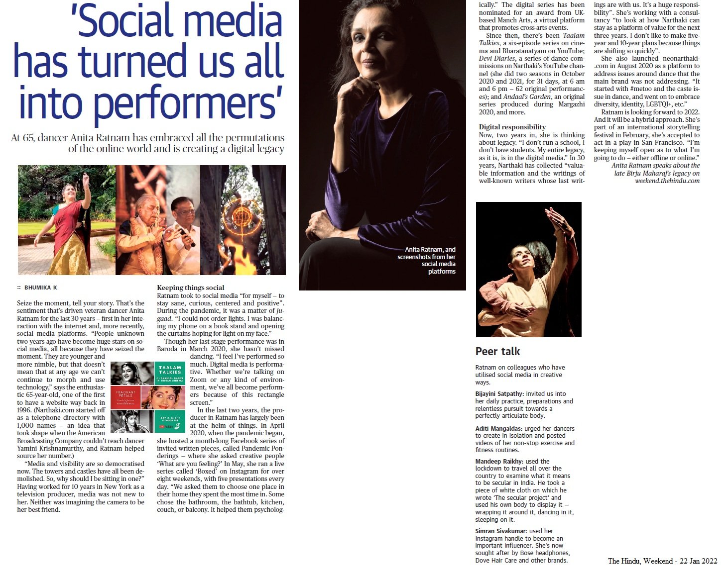 Social media has turned us all into performers - K Bhumika