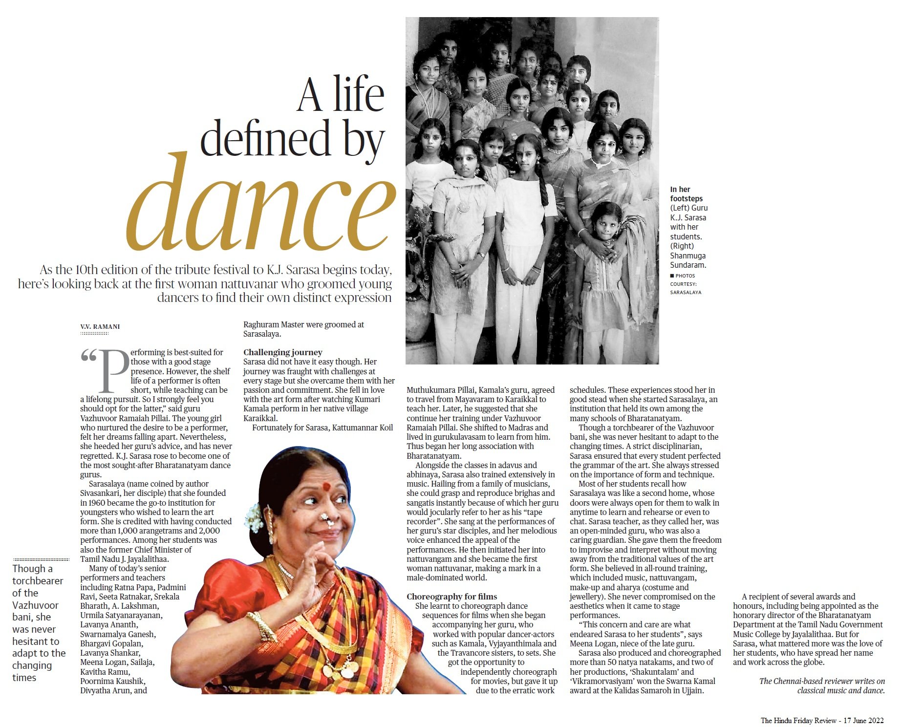 A life defined by dance- V.V. Ramani