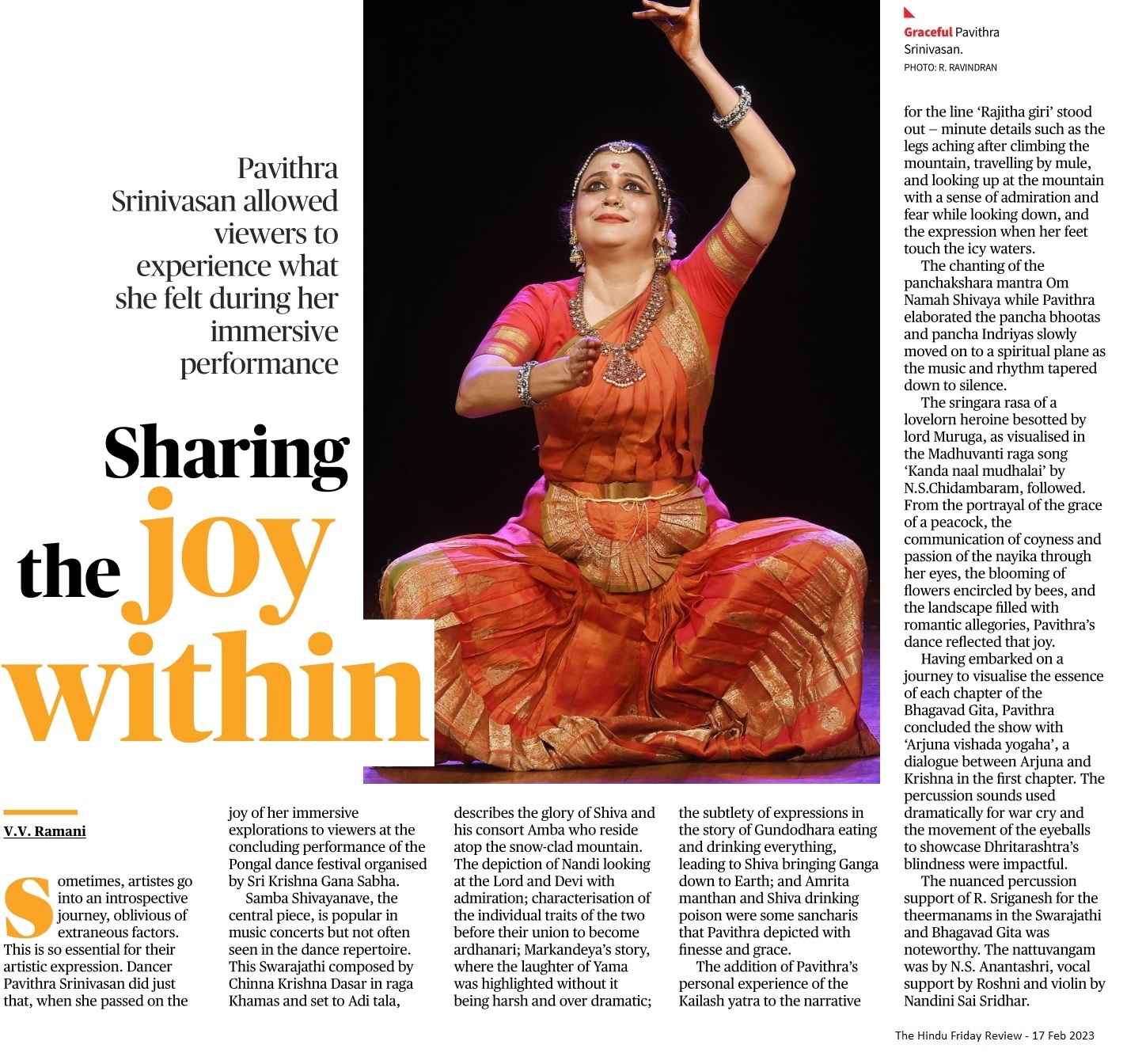 Sharing the joy within - V.V. Ramani