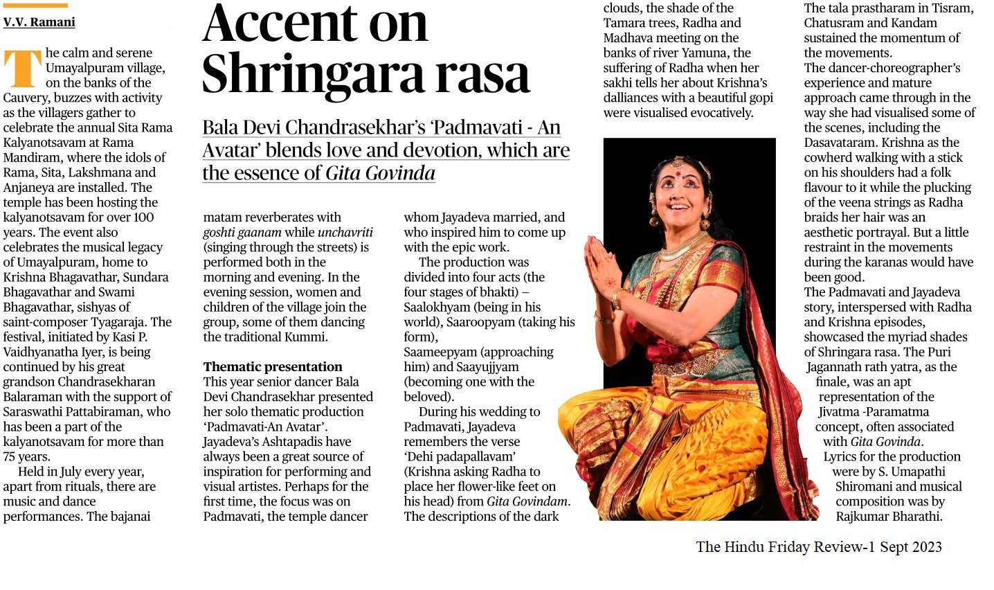 Accent on shringara rasa - V.V. Ramani