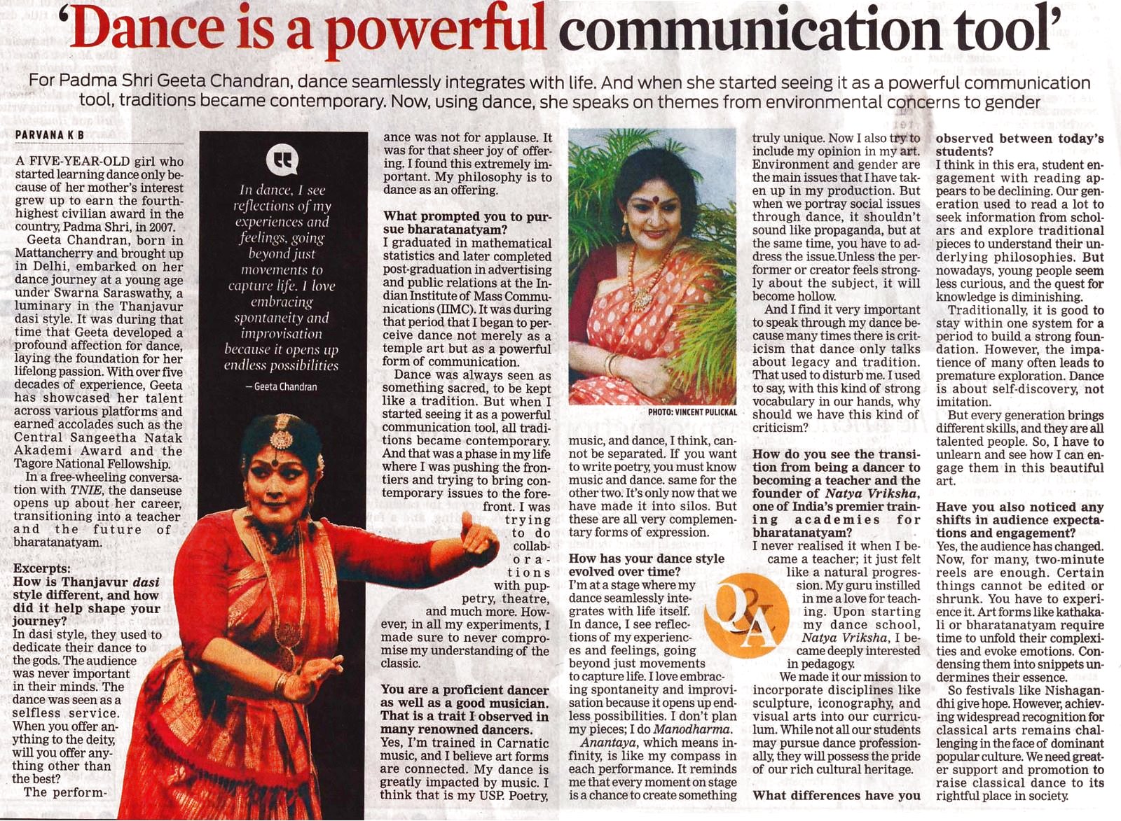 Dance is a powerful communication - Parvana KB