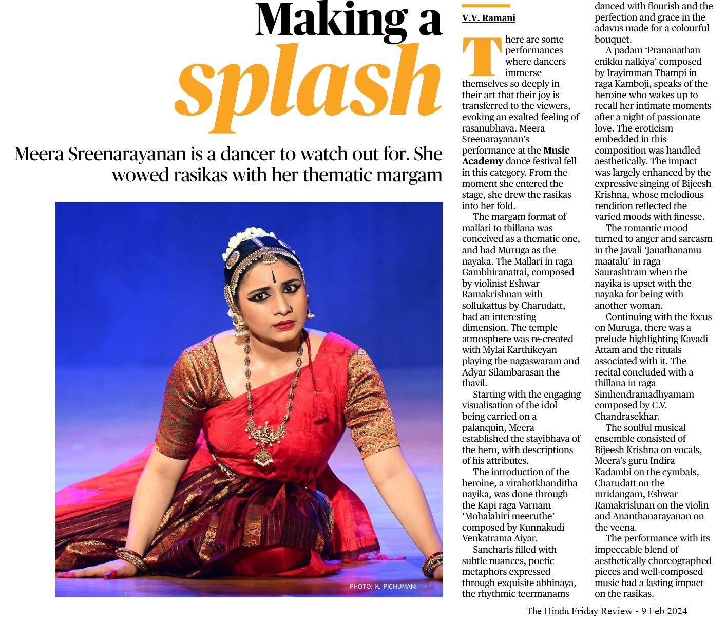 Making a splash - V.V. Ramani