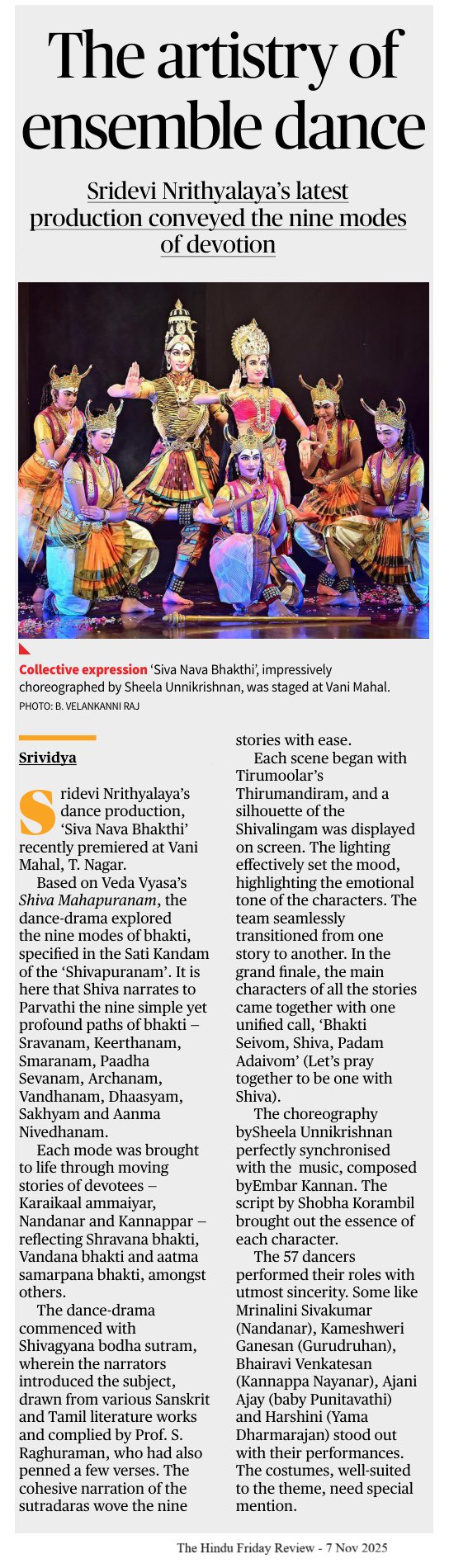 The artistry of ensemble dance - Srividya