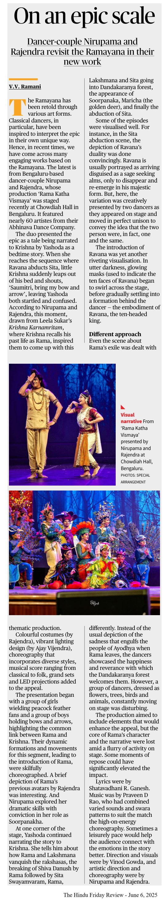 On an epic scale - V.V. Ramani