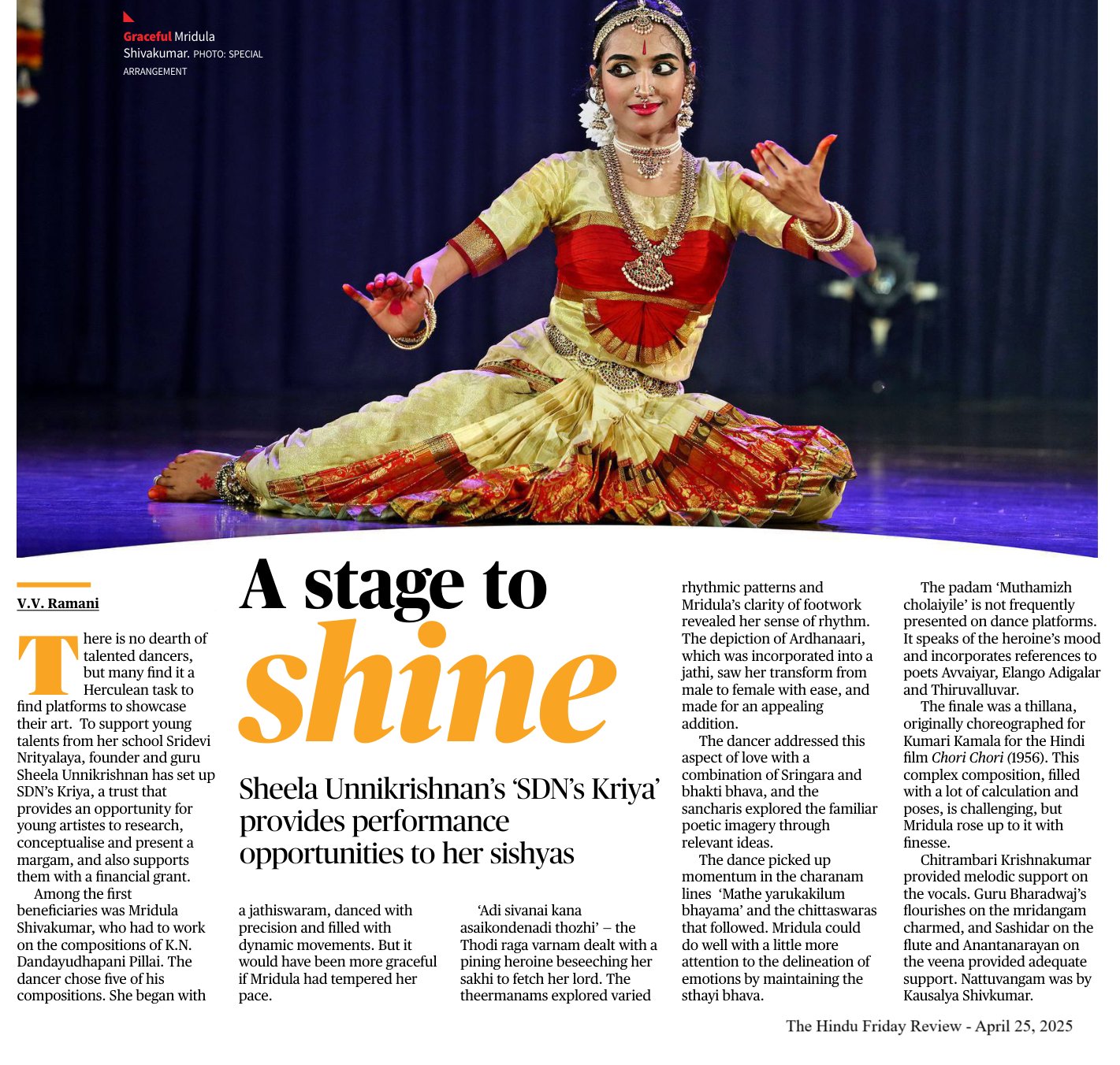 A stage to shine - V.V. Ramani