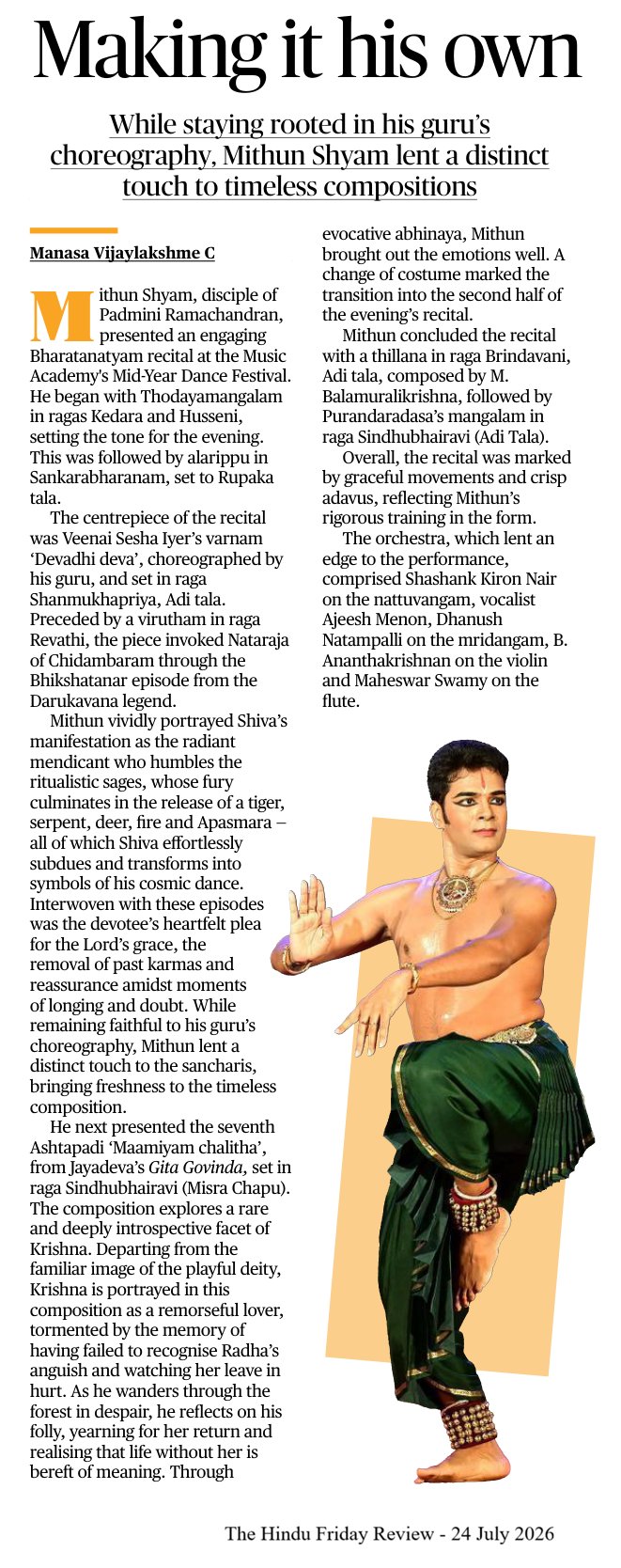 Making it his own - Manasa Vijayalakshme C