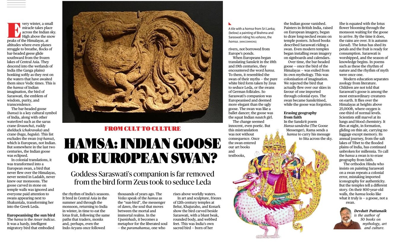 Hamsa: Indian goose or European swan? - Devdutt Pattanaik