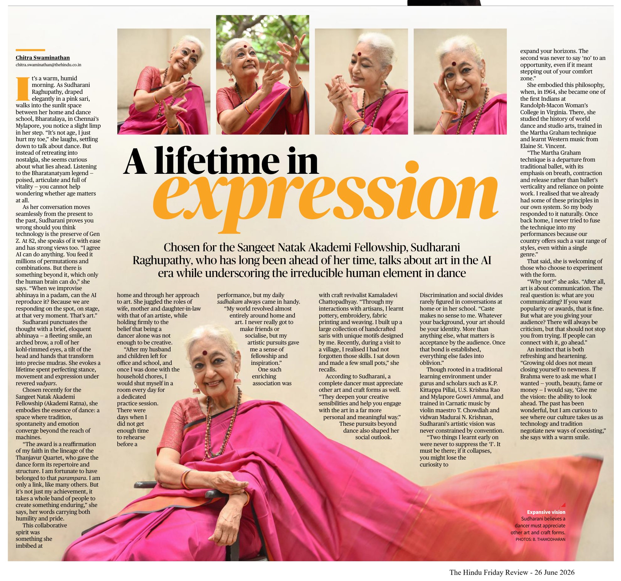 A lifetime in expression - Chitra Swaminathan