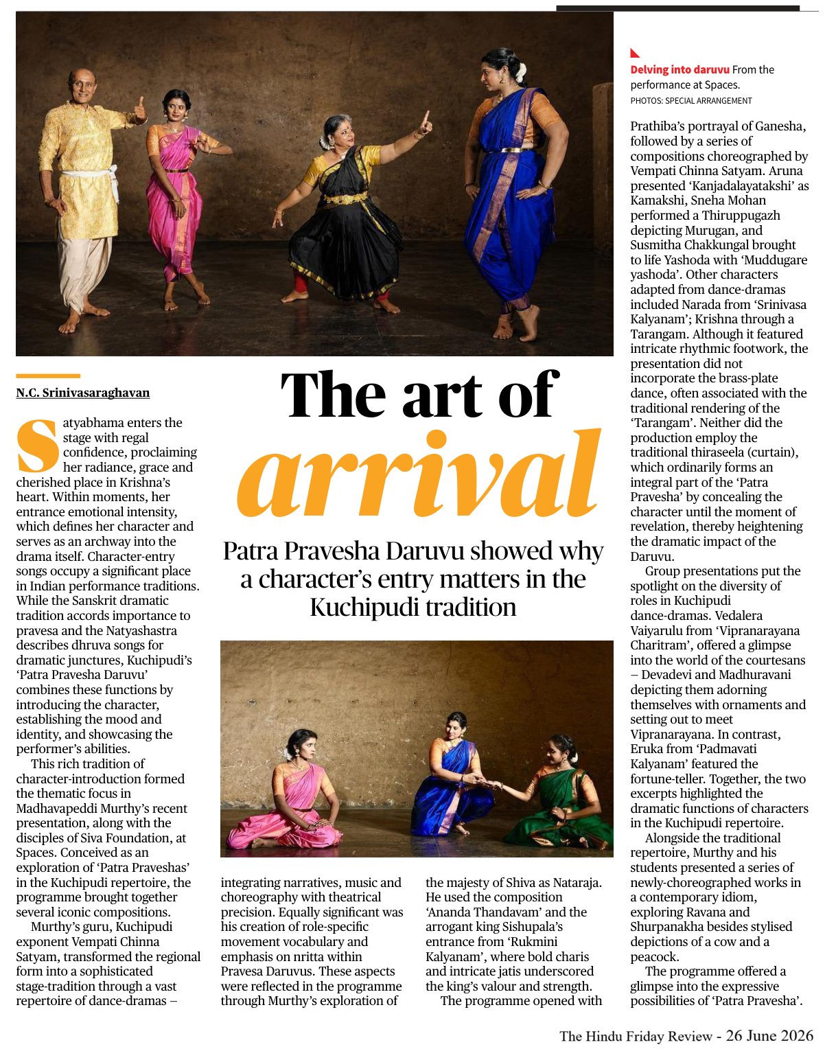 The art of arrival - NC Srinivasaraghavan
