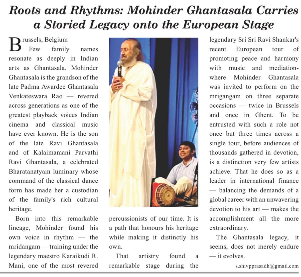Roots & rhythms: Mohinder Ghantasala carries a storied legacy onto the European stage