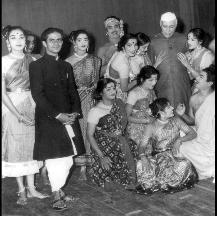 Adyar Lakshman and group with Jawaharlal Nehru