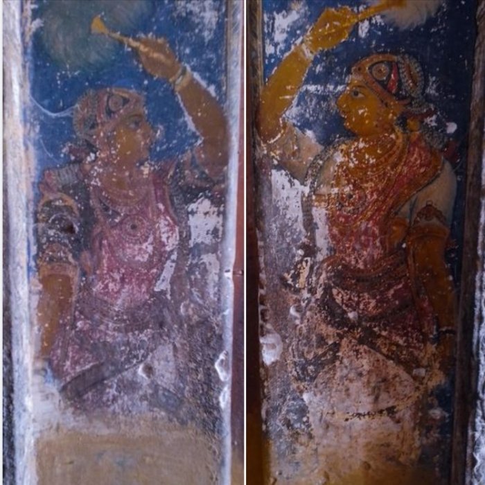 Dancing girls, Srirangam temple ; Photo: Jeetendra Hirschfeld